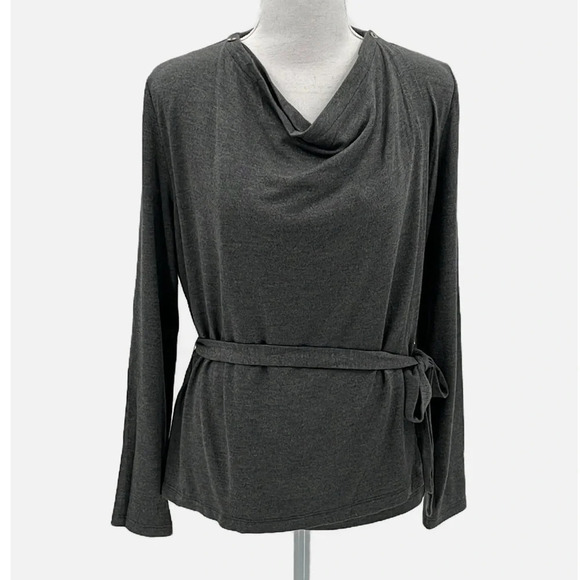 Amour Vert Belted Wrap Top in Grey - NWOT - Size XS - Picture 1 of 8